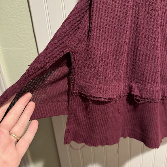 Free People North Shore Thermal Top Purple Fig Sorbet Oversized Cozy Size Small - Picture 4 of 8